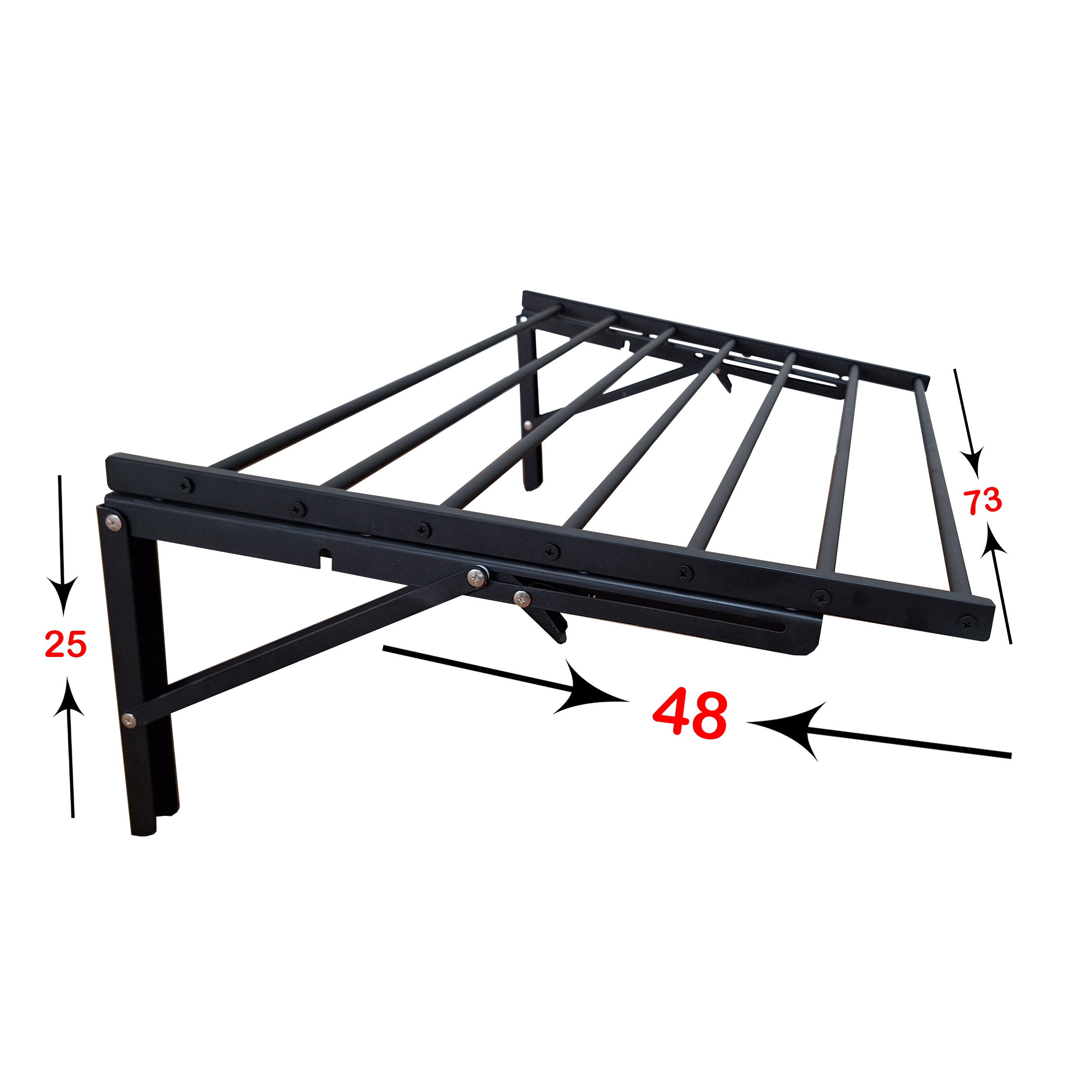 رخت آویز دیواری یک طبقه تاشو 7 ردیف و هرردیف 70 سانتیمتر مشکی - تصویر 4